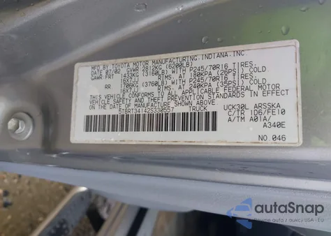 2002 Toyota Tundra Sr5 V8 из США, поврежденный, VIN 5TBRT34142S330557